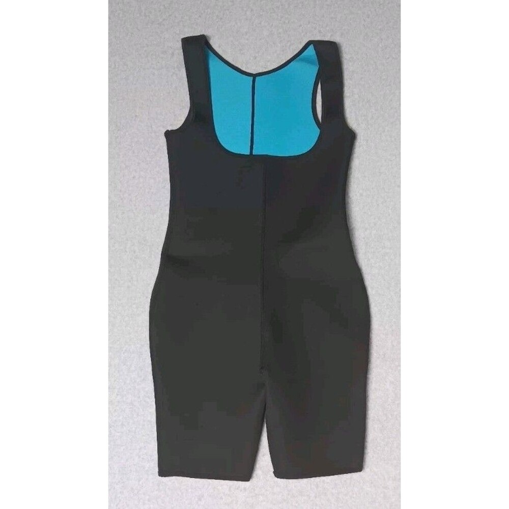 Wet Suit Workout Outfit Womens Size Small Black And Blue Sleeveless Body Fitting